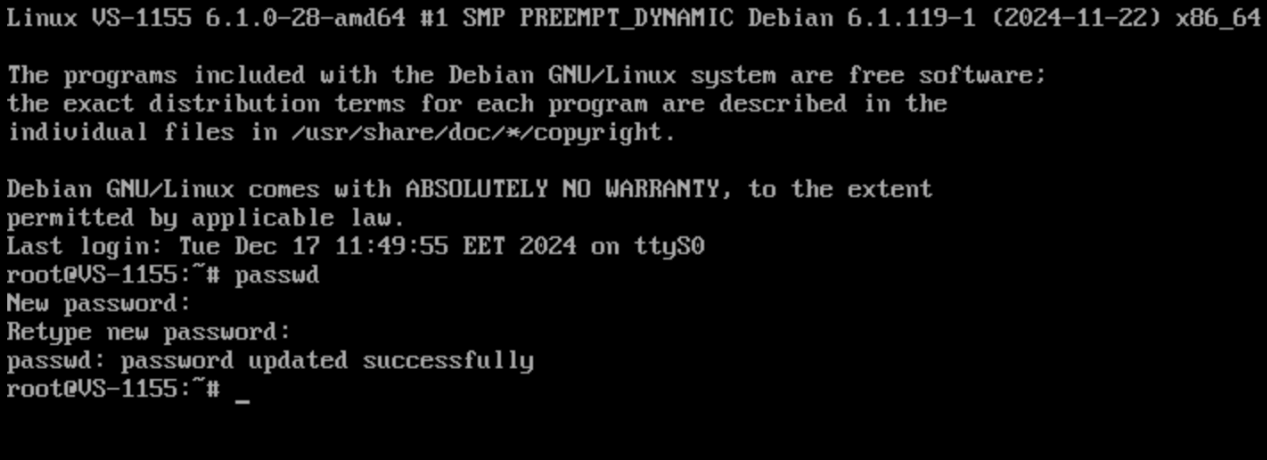 Root password change